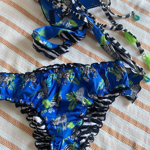 Calzedonia beach swimsuit Medium 75C like new, grey and blue