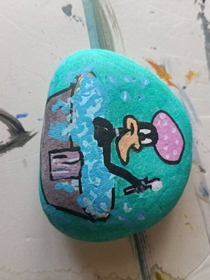 Painted stone new with acrylic colors