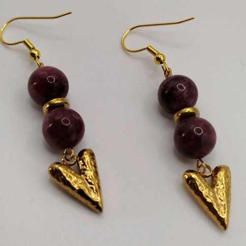 Handmade earrings new from garnet, hematite and stainless steel