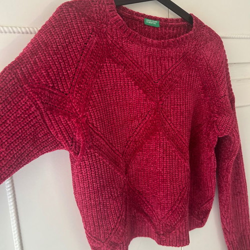 Benetton knitted crop sweater pink like new, size S