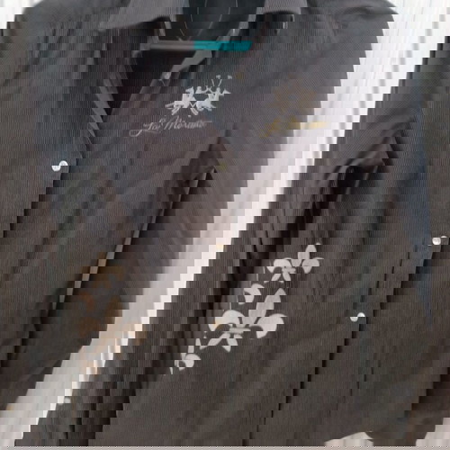 Πουκάμισο La Martina γκρι με ρίγα και κέντημα σε άριστη κατάσταση