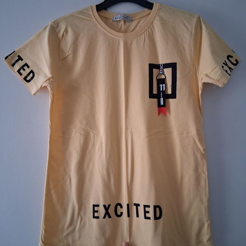 Hashtag boys' short sleeve t-shirt, yellow and black, size S 164 cm