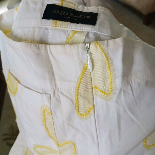 Piazza Sempione cropped pants used, size M, white and yellow