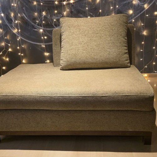 Chaise Longue beige used, 120x88cm with wooden base