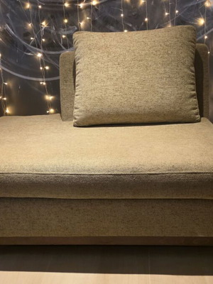 Chaise Longue beige used, 120x88cm with wooden base