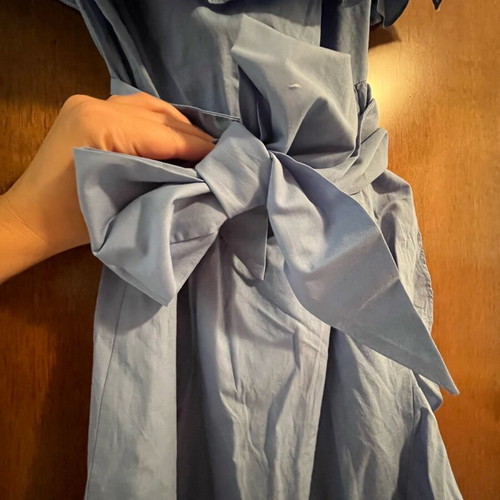 Blue dress like new with one shoulder and belt