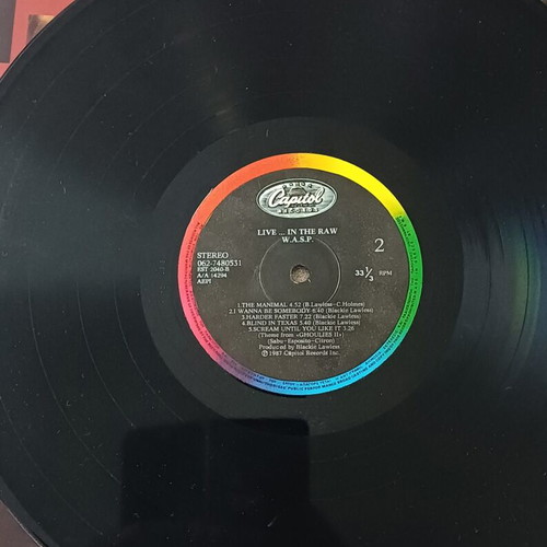 W.A.S.P. Live In The Raw vinyl record like new, metal