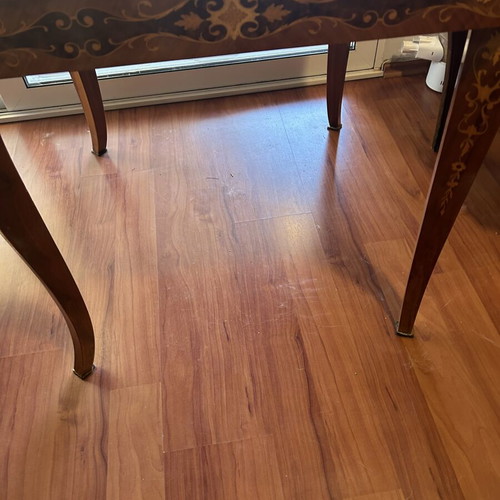 Handmade vintage marquetry coffee table
