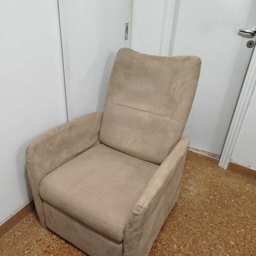 Beige reclining armchair like new with footrest