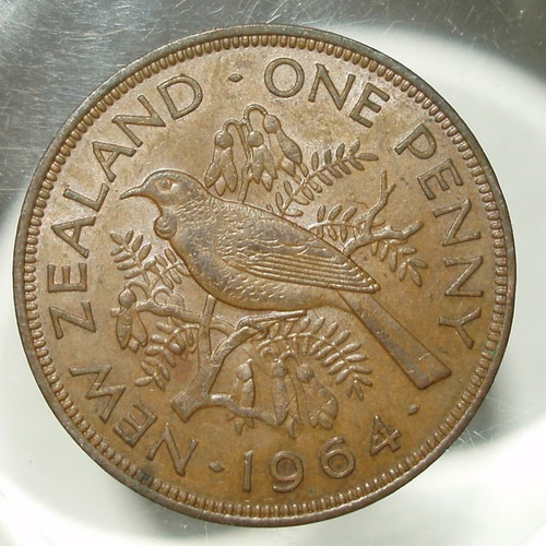 New Zealand 1 Penny 1964 Elizabeth II used