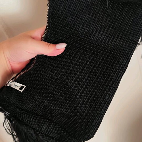 Woven bag with fringes crossbody like new black