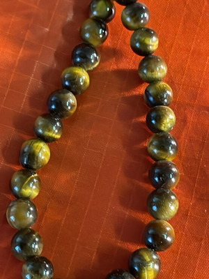 Κολιέ μακρύ με ημιπολύτιμους λίθους tiger eye καινούργιο, A.L.E.