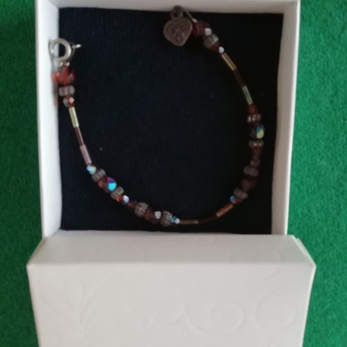 Boho bracelet with honey agate semiprecious stones and blue iridescence new