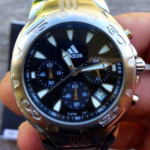 Adidas 10-5063 men's watch new, chronograph, black-silver