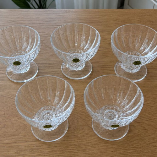 RCR Royal Crystal Rock Crystal Dessert Bowls set of 6, vintage