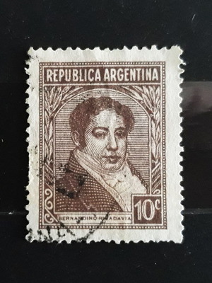 Γραμματόσημο Argentina 1935 Bernardino Rivadavia μεταχειρισμένο, καφέ