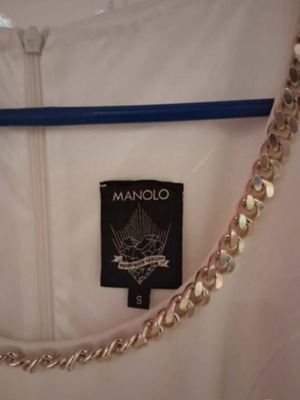 Manolo dress, small, ecru with gold chain neckline
