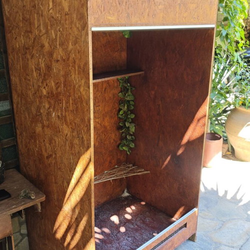 Handmade Terrarium Large OSB Cage with Sliding Double Glass 105x81.5x191 cm