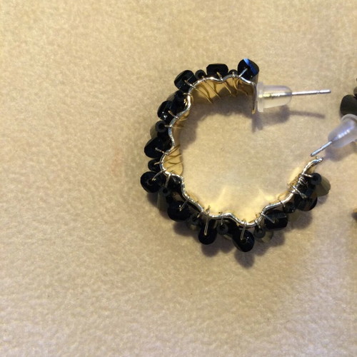 Bracelet and earrings set made of steel and crystals like new