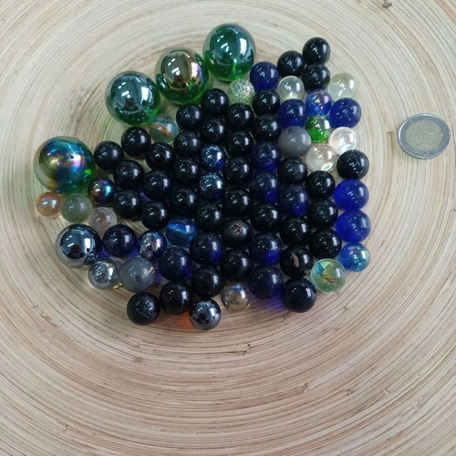 75 glass marbles, balls