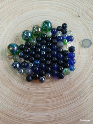 75 glass marbles, balls