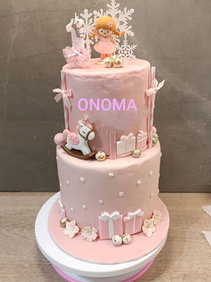 Διακοσμητική τούρτα γενεθλίων δύο ορόφων καινούργια από ζαχαρόπαστα