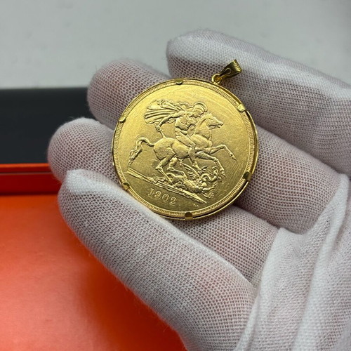 Μενταγιόν 36mm πεντόλιρο Εδουάρδος επιχρυσωμένο σαν καινούργιο