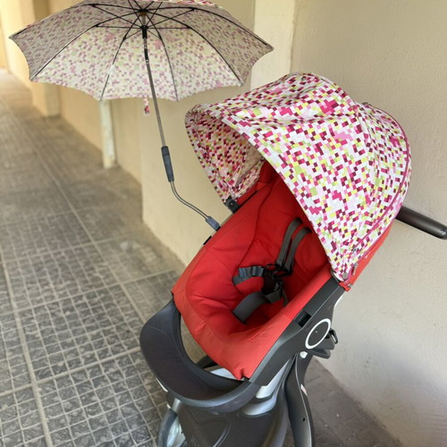 Stokke Baby Stroller 2-in-1 with Carrycot, like new, red