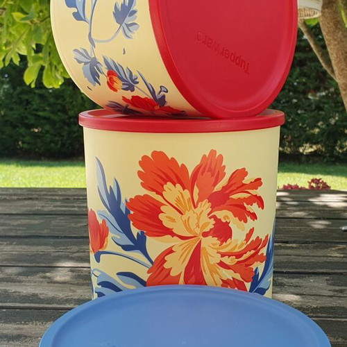 Tupperware floral set of 3 airtight containers, new