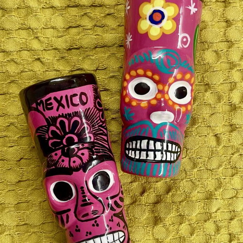 Set of 2 handmade ceramic shot glasses from Mexico
