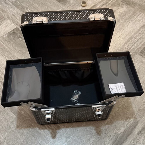 Cosmetic Case new, black with strass details and lock