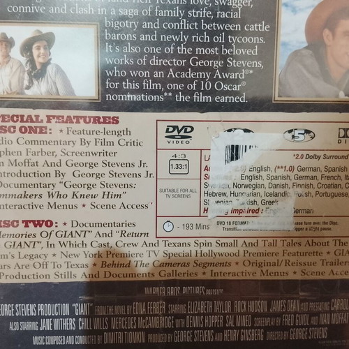 Giant 1956 DVD special edition new with Greek subtitles