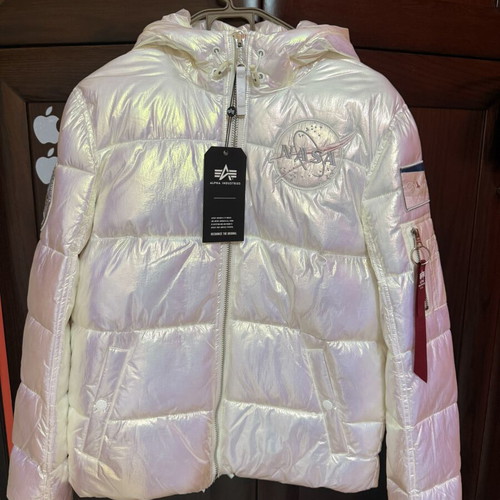 Alpha Industries Holographic Hooded Puffer Jacket new, size M