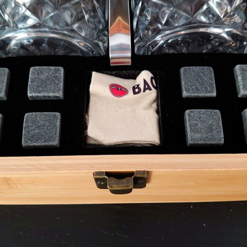 Bacardi Luxury Drink Set New In Solid Bamboo Wood Case