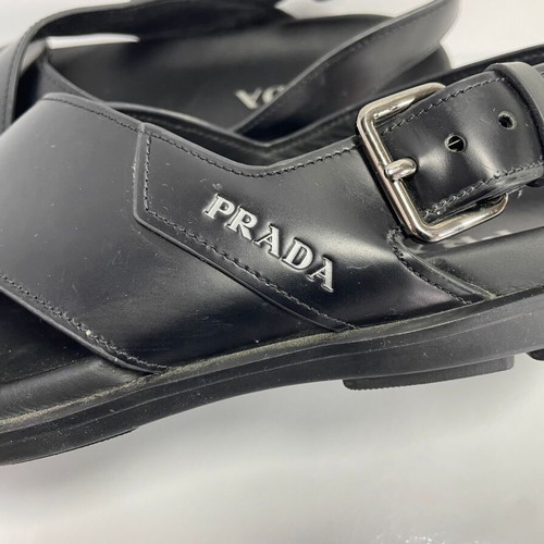 Prada men leather sandals like new, black, size 41