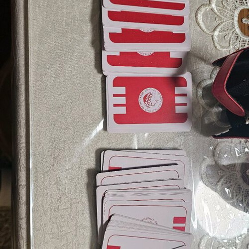 Olympiacos playing cards used, set of 2 decks with case