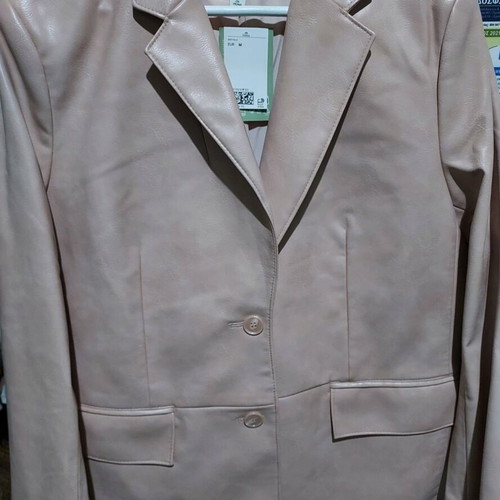 H&M pink leather jacket new, size M oversize
