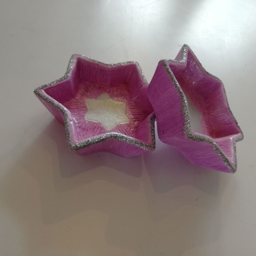Christmas ceramic bowl set new, fuchsia with silver glitter