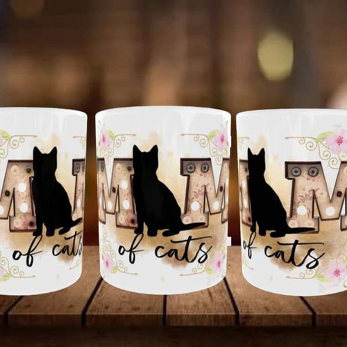 Ceramic white mug 325 ml with cat new