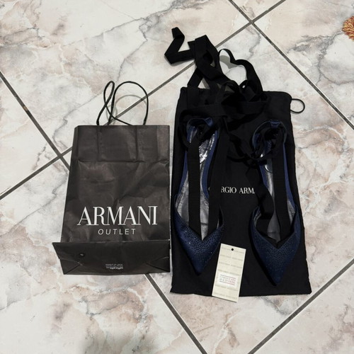 Giorgio Armani navy blue pumps with black rhinestones, EU 38