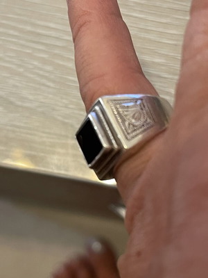 Silver 925 ring with black onyx stone, used, size 52