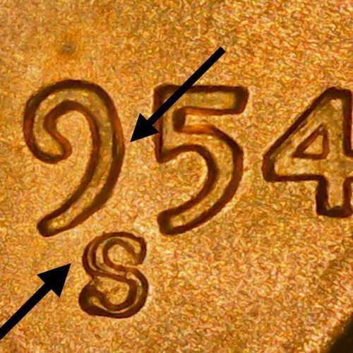 1 cent USA 1954 certified, rare double die error coin
