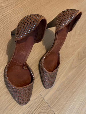 Γόβες Jill Stuart μεταχειρισμένες καφέ με τρουκς και ξύλινο τακούνι