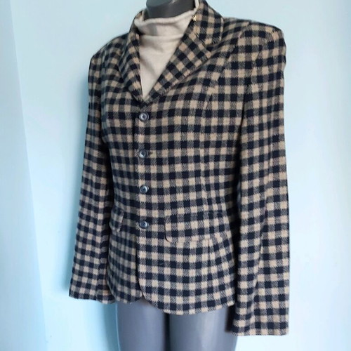 Jackpot by Carly Gry vintage wool women's blazer, checked pattern