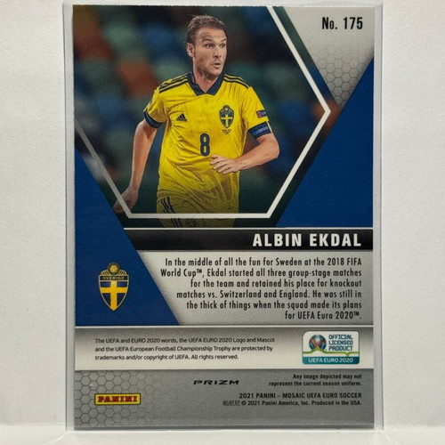 Panini Mosaic Uefa Euro 2021 Albin Ekdal Silver Mosaic Prizm card new