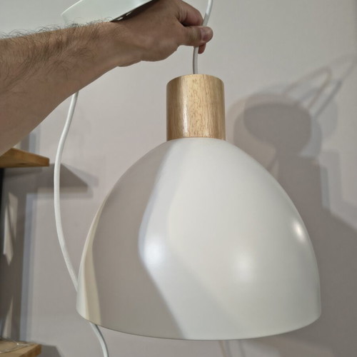 Metal pendant light white E27 like new