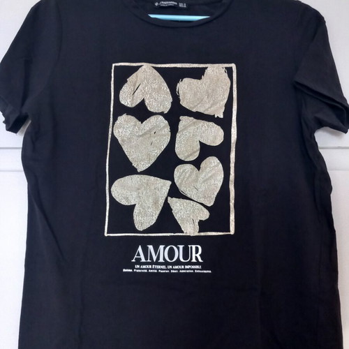 Stradivarius T-shirt used, black, size M
