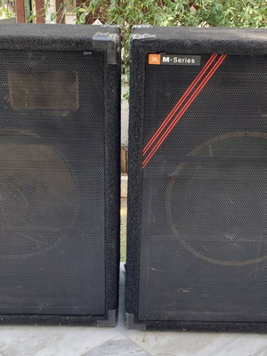 JBL M-Series speaker cabinets pair, 15" woofer
