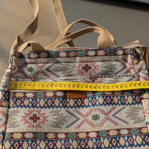 Shoulder tote bag jacquard fabric, multicolor