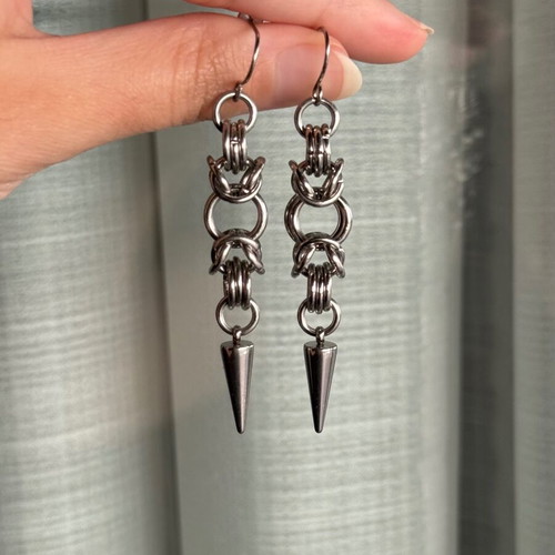 Chainmail earrings new, handmade stainless steel silver